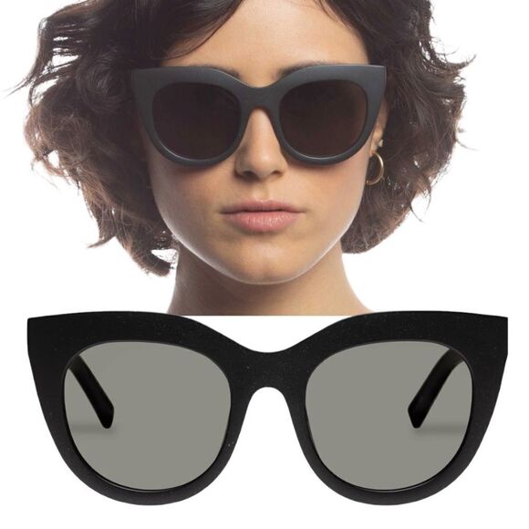 LE Specs AIR GRASS Sunglasses in Matte BLACK GRASS Organic Air Heart Brat NWT main image 9